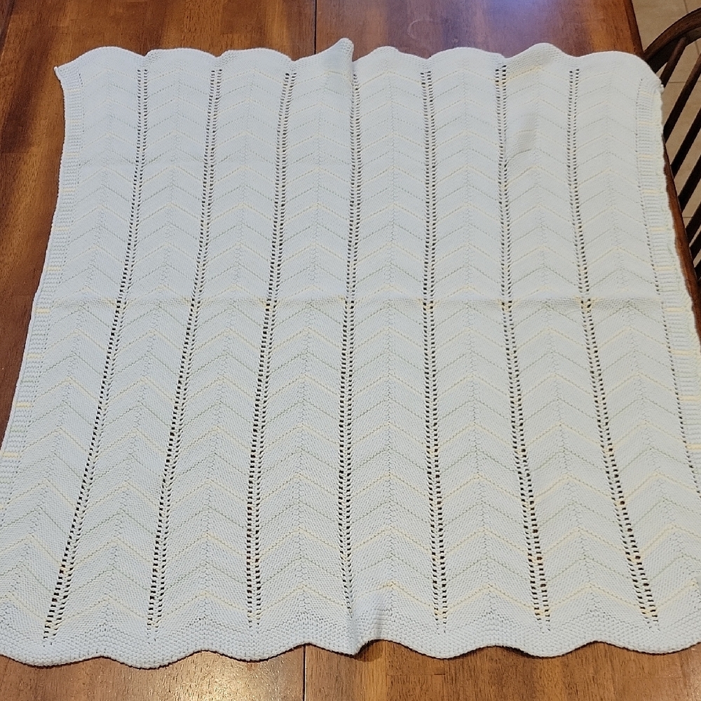 Knitworks Soft Knit Blanket in Cream and Blue